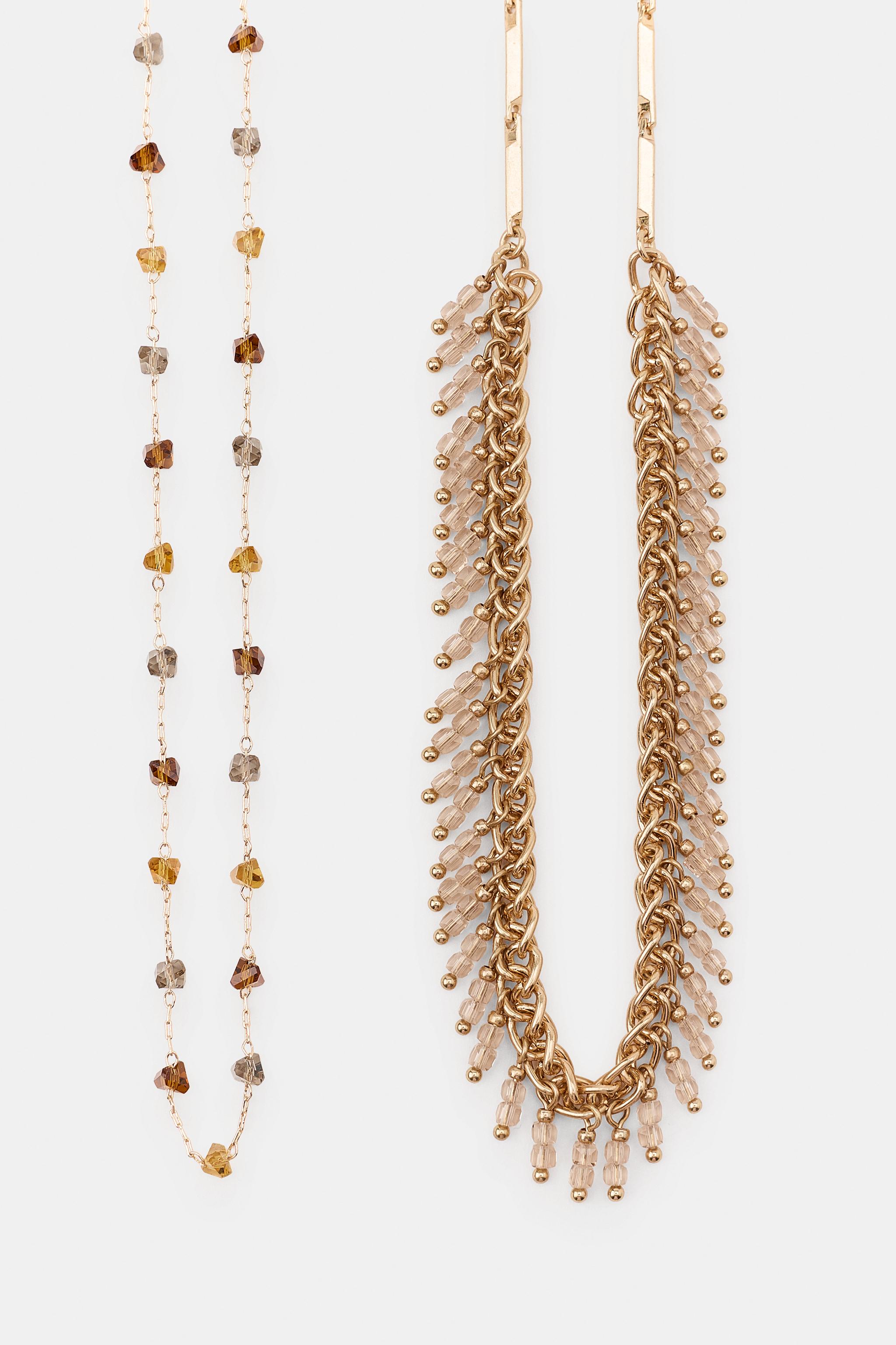 Женские аксессуары Zara PACK OF 2 BEADED CHAIN NECKLACES — фото 4