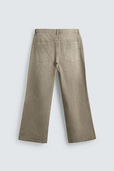 FLARE FIT TEXTURED COTTON TROUSERS - Beige by Zara - Image 6