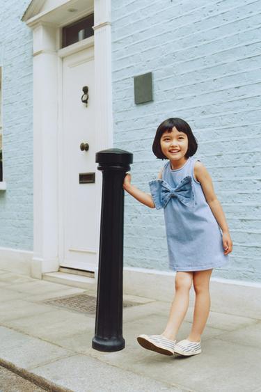 DENIM DRESS WITH BOW - Mid-blue by Zara