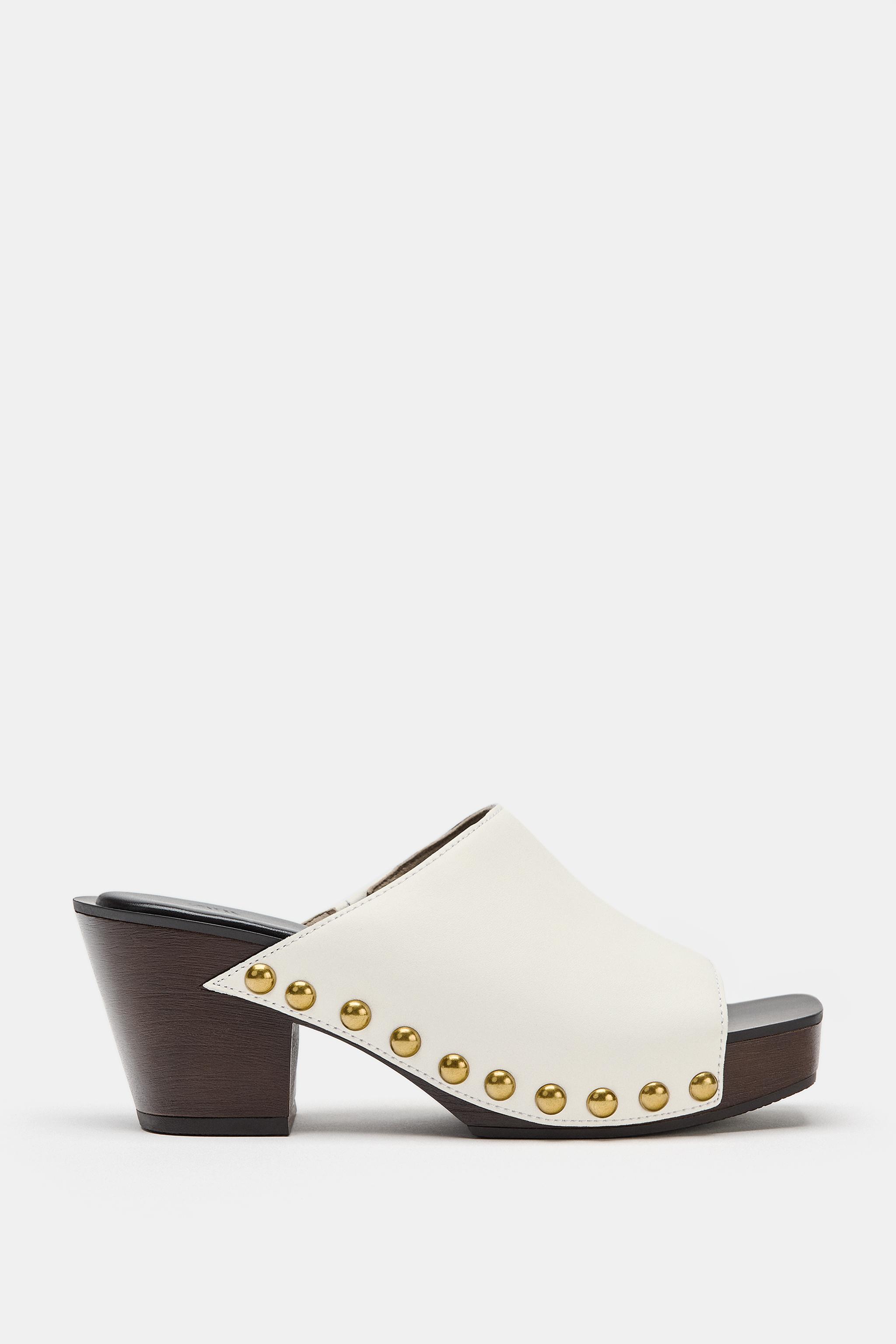 LIMITED EDITION LEATHER STUDDED WEDGES - White | ZARA Canada