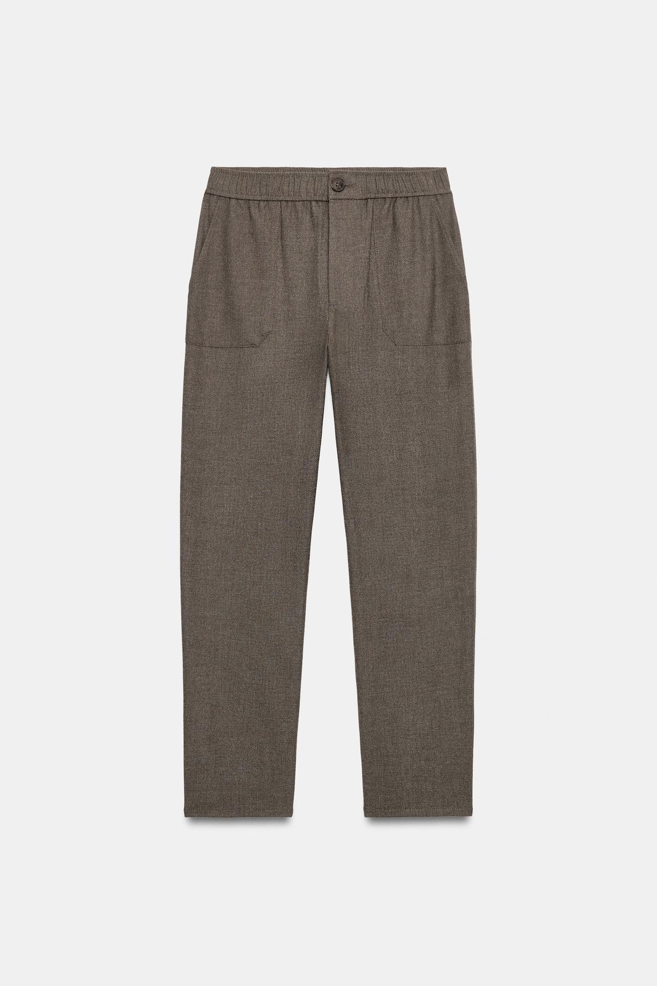 ELASTIC-WAIST PANTS — brown vigore