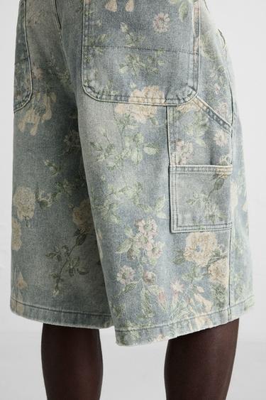 FLORAL PRINT CARPENTER POCKET BERMUDA SHORTS - Printed by Zara - Image 4