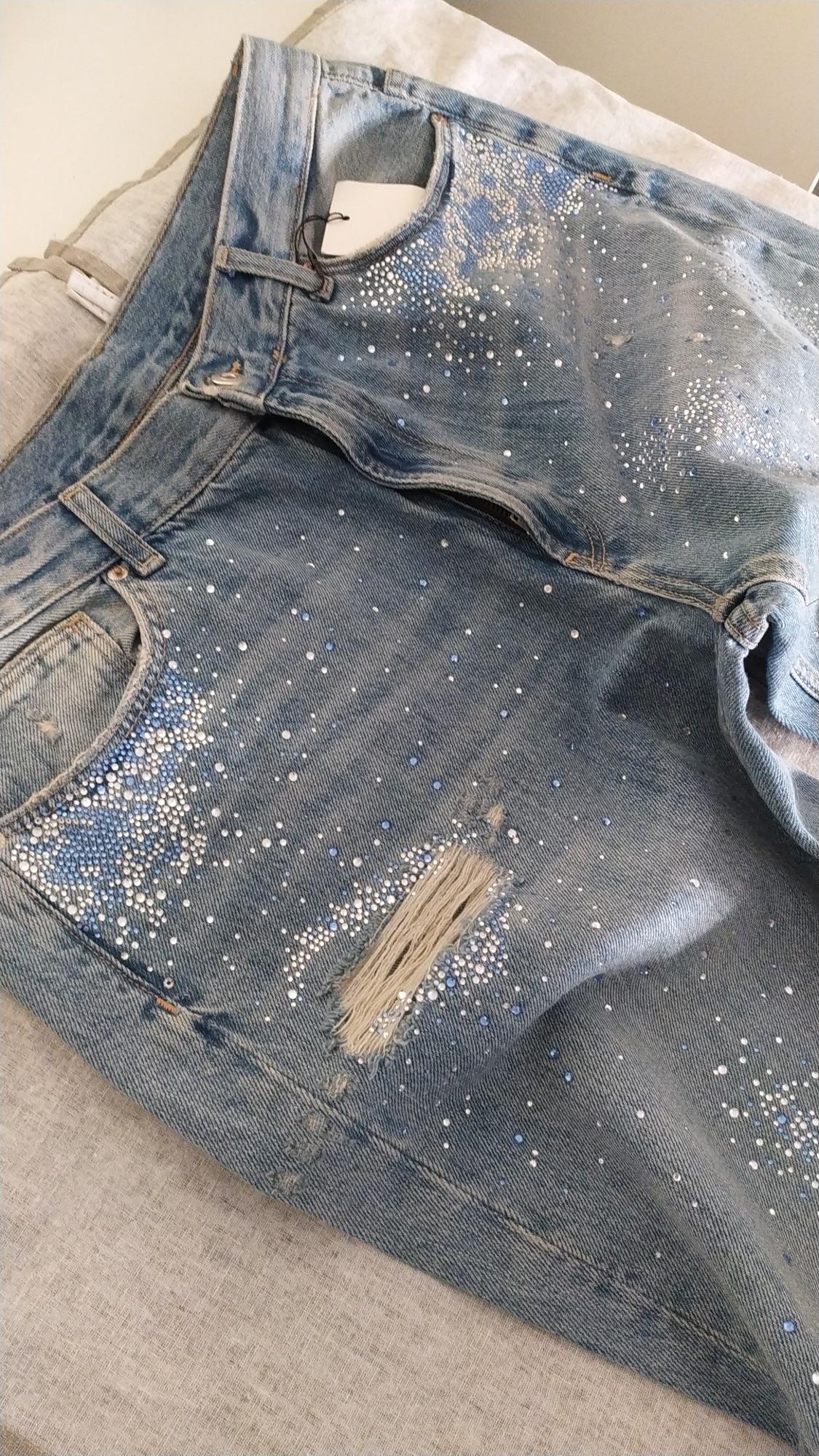 TRF RIPPED WIDE-LEG RHINESTONE JEANS - Image 4