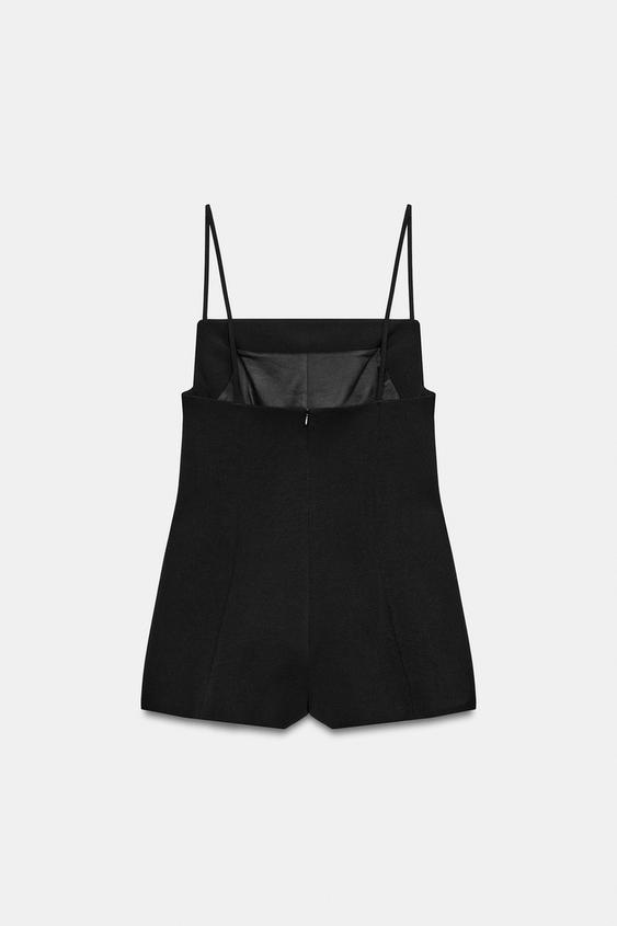 short jumpsuit dress zara SHORT ZIPPER JUMPSUIT - Dark khaki