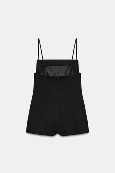 SHORT STRAPPY PLAYSUIT - Black by Zara - Image 4
