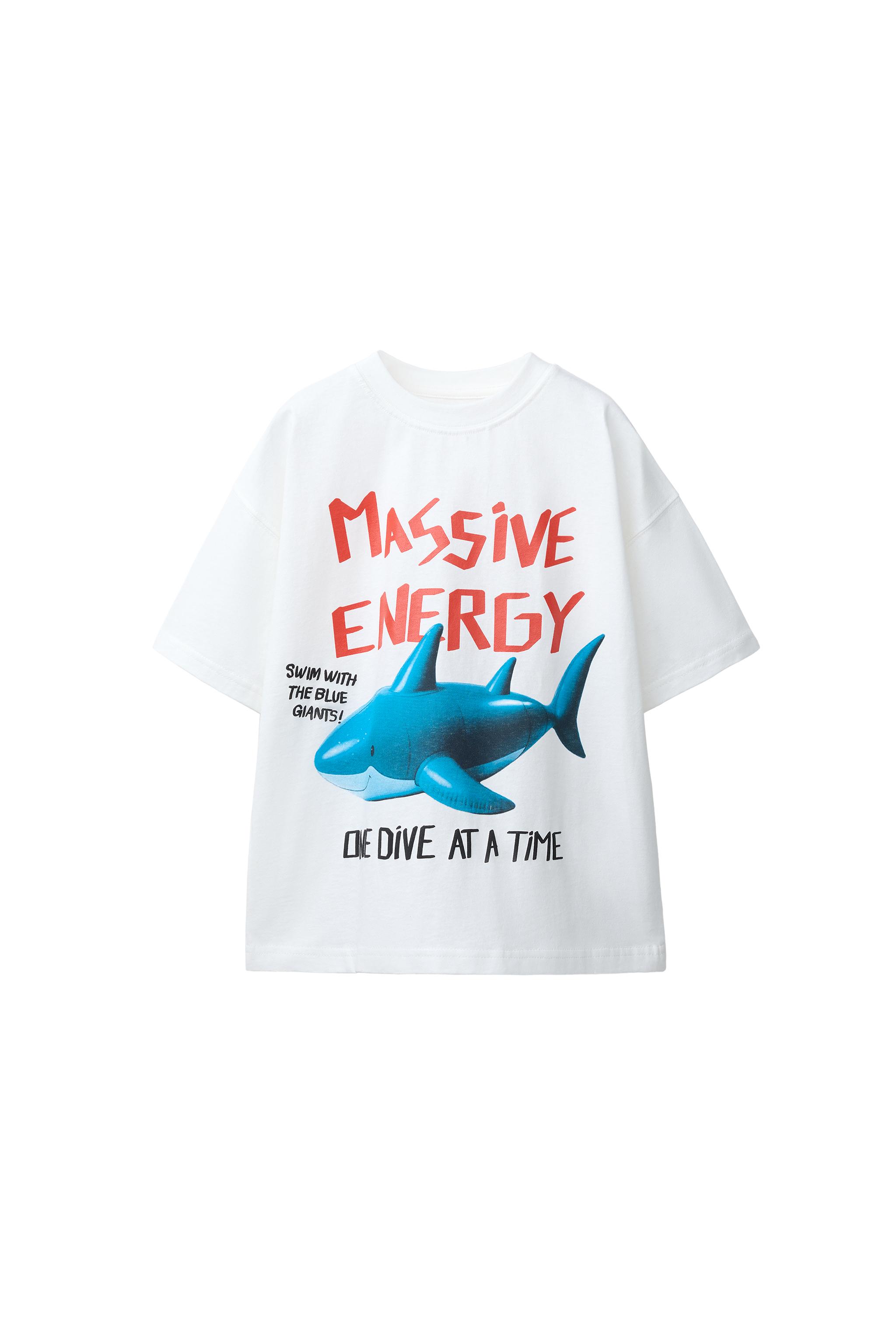 【希少品】しょーきち君着用　ZARA MA-1 SHARK PRINT T-SHIRT - White | ZARA United States