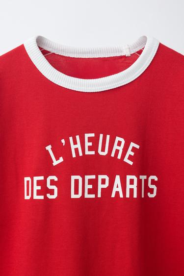 T-SHIRT JOGGING À INSCRIPTION - Rouge de Zara - Image 2