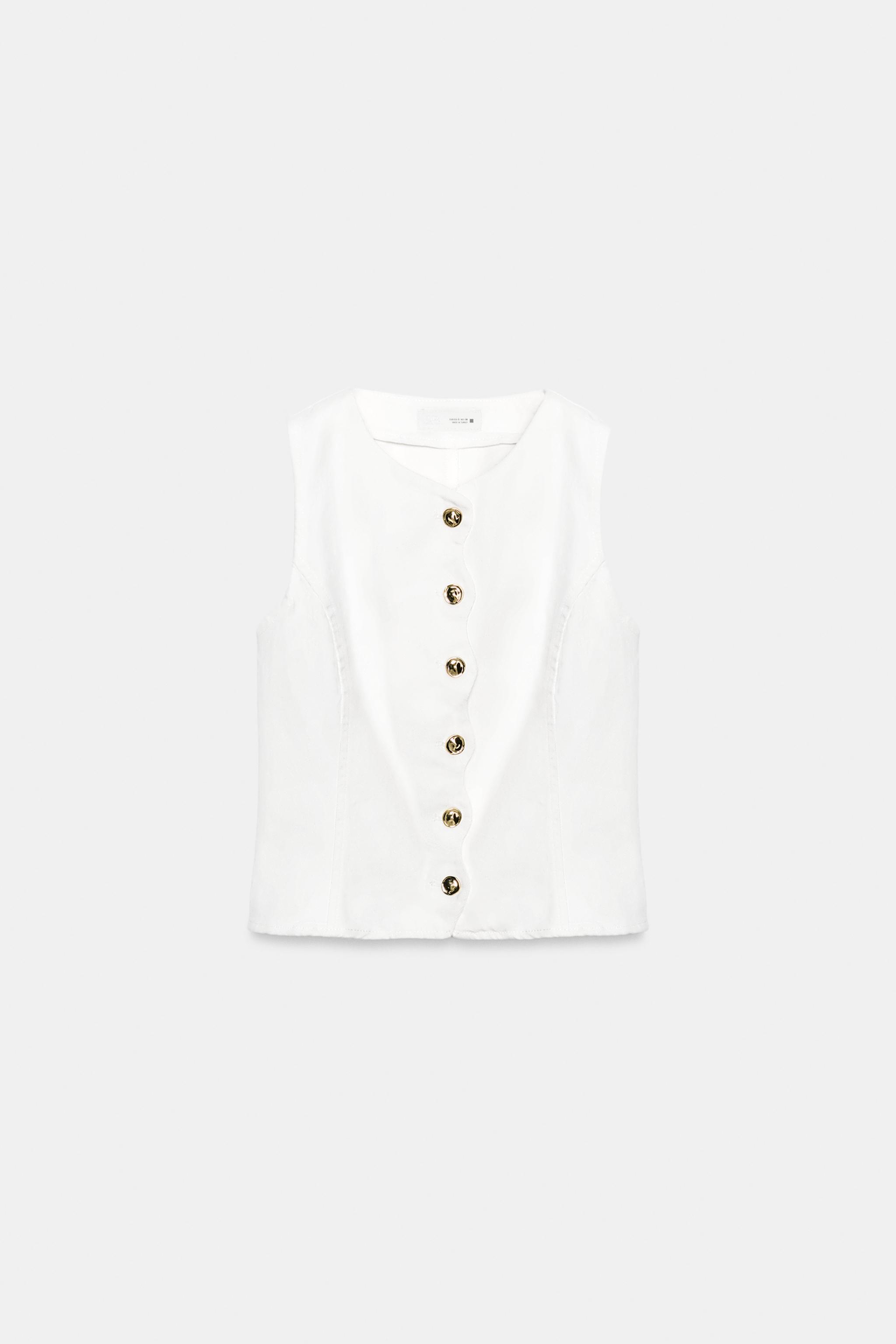 Женские топы Zara Z1975 SCALLOPED TRIM TOP — фото 5