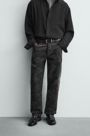 ABSTRACT JACQUARD STRAIGHT-LEG JEANS - Black by Zara