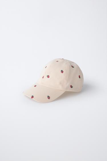 EMBROIDERED STRAWBERRY CAP - Ecru by Zara - Image 1