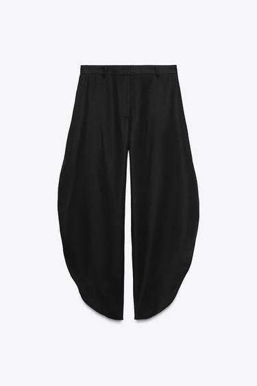 Zara ZW COLLECTION WIDE-LEG PANTS WITH VENTS - Black