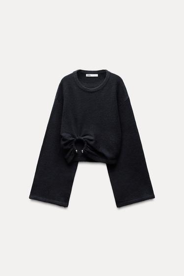 KNIT SWEATER WITH METAL APPLIQUÉ - Navy blue by Zara