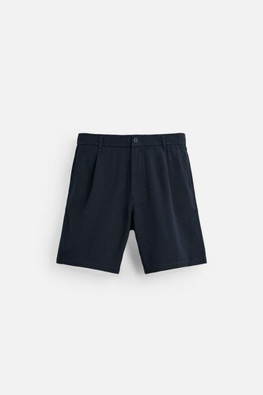 REGULAR-FIT-BERMUDASHORTS MIT STRUKTURMUSTER - Marineblau von Zara