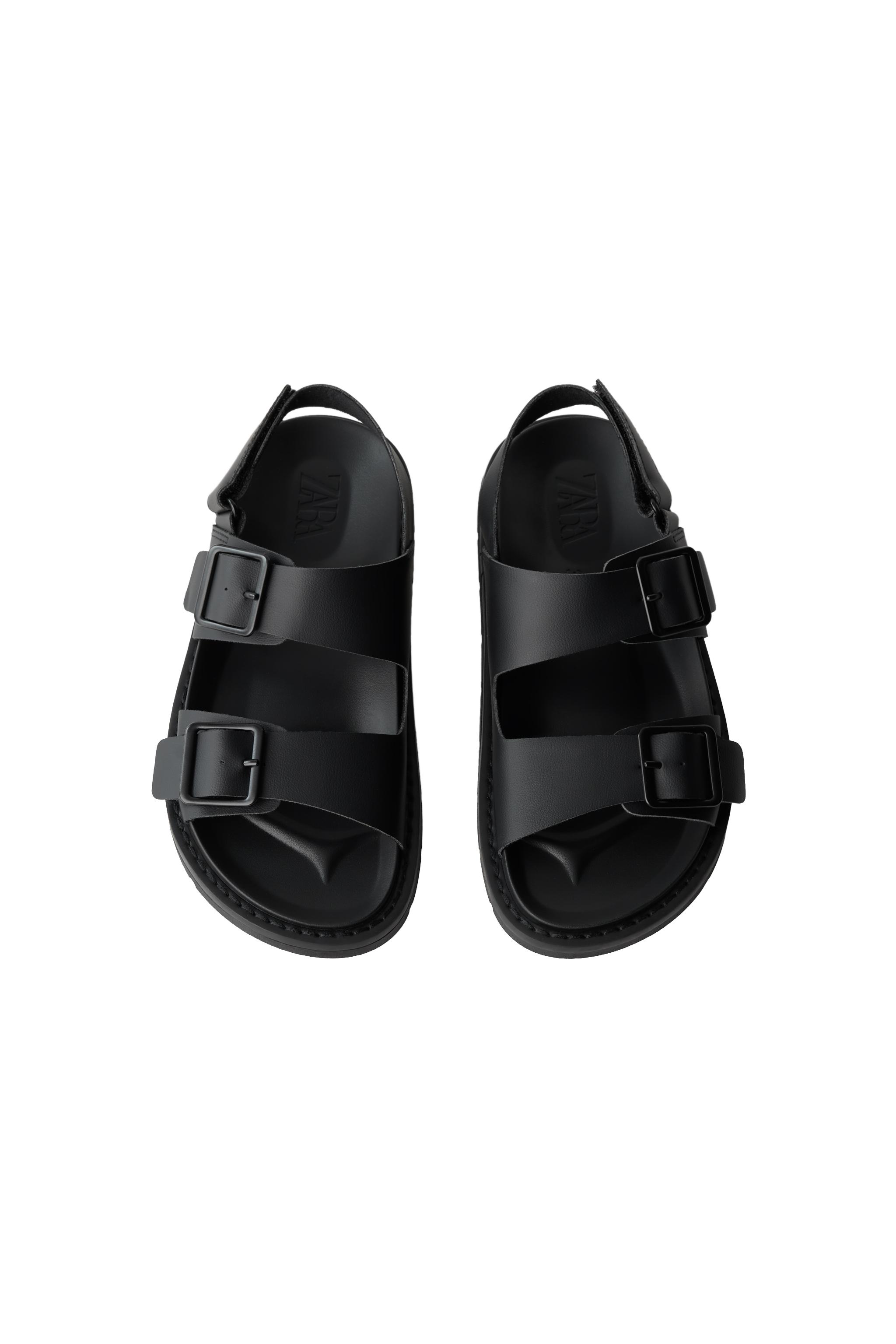 BUCKLED SANDALS — Black