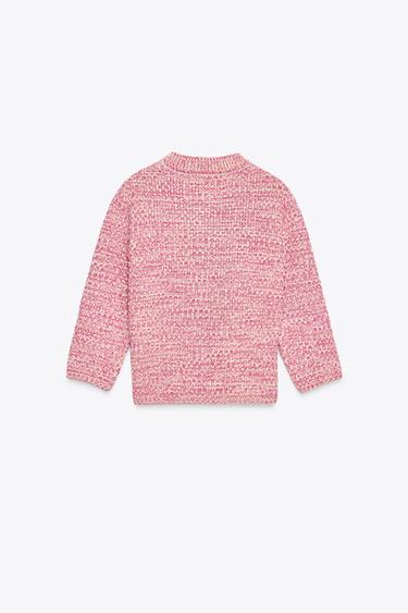 GILET EN MAILLE AVEC MANCHES 3/4 - Rose de Zara - Image 4