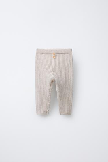 LEGGING RIB BOTONES - Beige claro de Zara