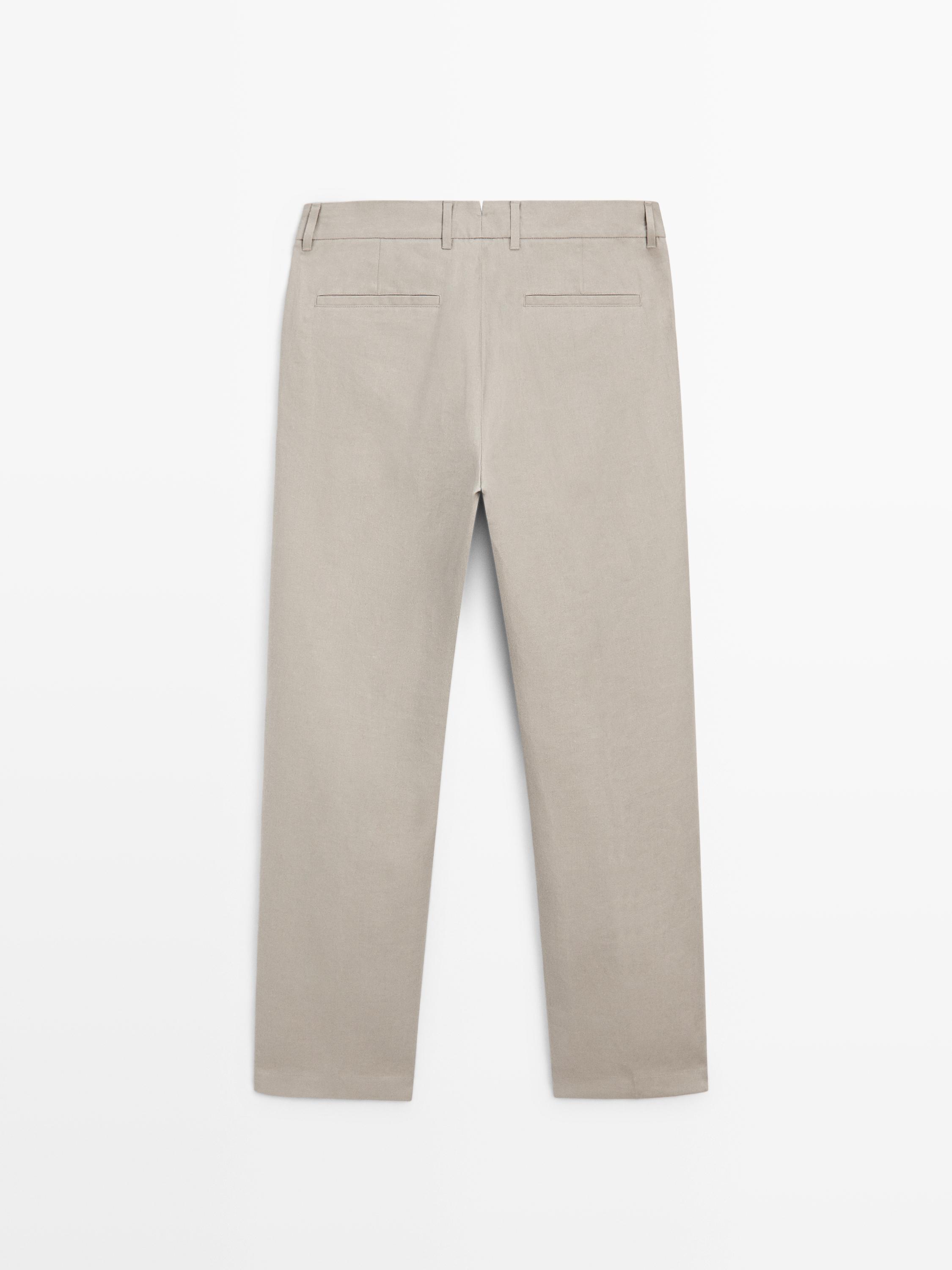 100% linen tapered fit trousers