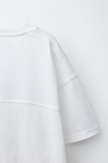 T-SHIRT À INSCRIPTION BRODÉE - Blanc cassé de Zara - Image 3