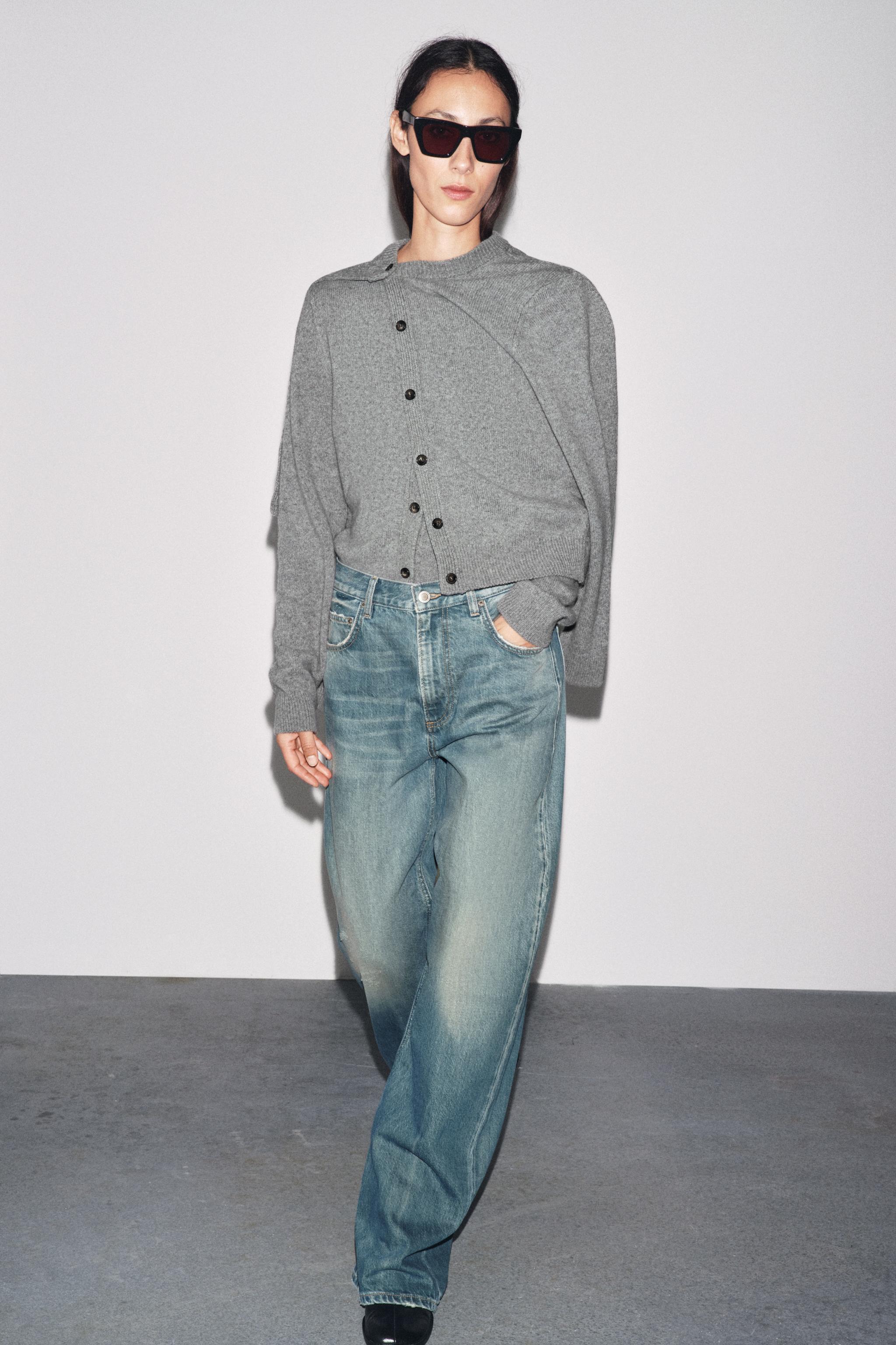 CASHMERE AND WOOL BASIC CARDIGAN - Gray | ZARA United States