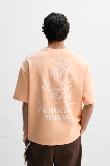 GRAPHIC INTERLOCK SWEATSHIRT - Peach by Zara
