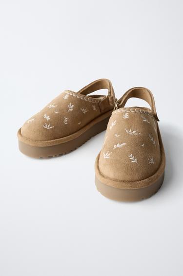 EMBROIDERED SHEEPSKIN CLOGS - Brown by Zara - Image 2
