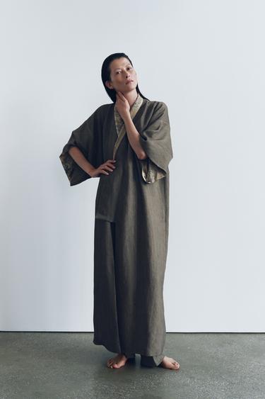 PRINTED COAT ZW COLLECTION - Light brown by Zara