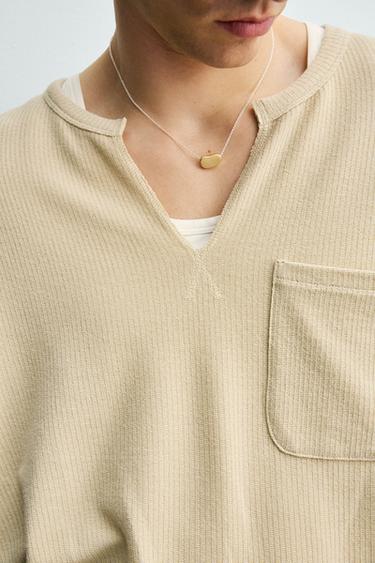 TEXTURED POLO T-SHIRT - Ecru by Zara - Image 6