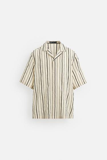 STRIPED TEXTURED SHIRT - Ecru by Zara - Image 0