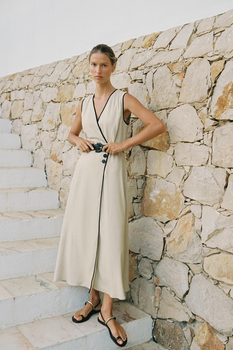 Dress Zara Vestido Longo Vestido Longo Zara Verde VESTIDO MIDI DE - Main Image