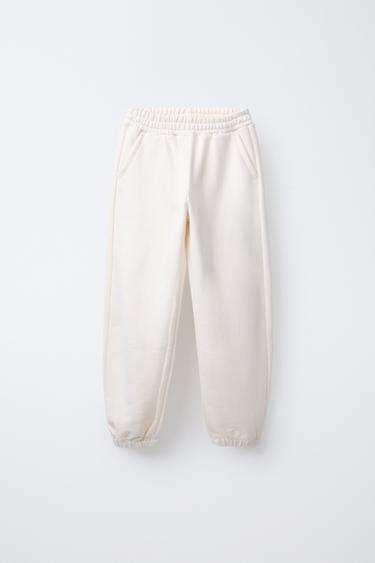 Zara BASIC JOGGING PANTS - Ecru