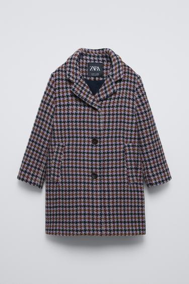 Zara WOOL BLEND PLAID COAT - Mauve - Image 0