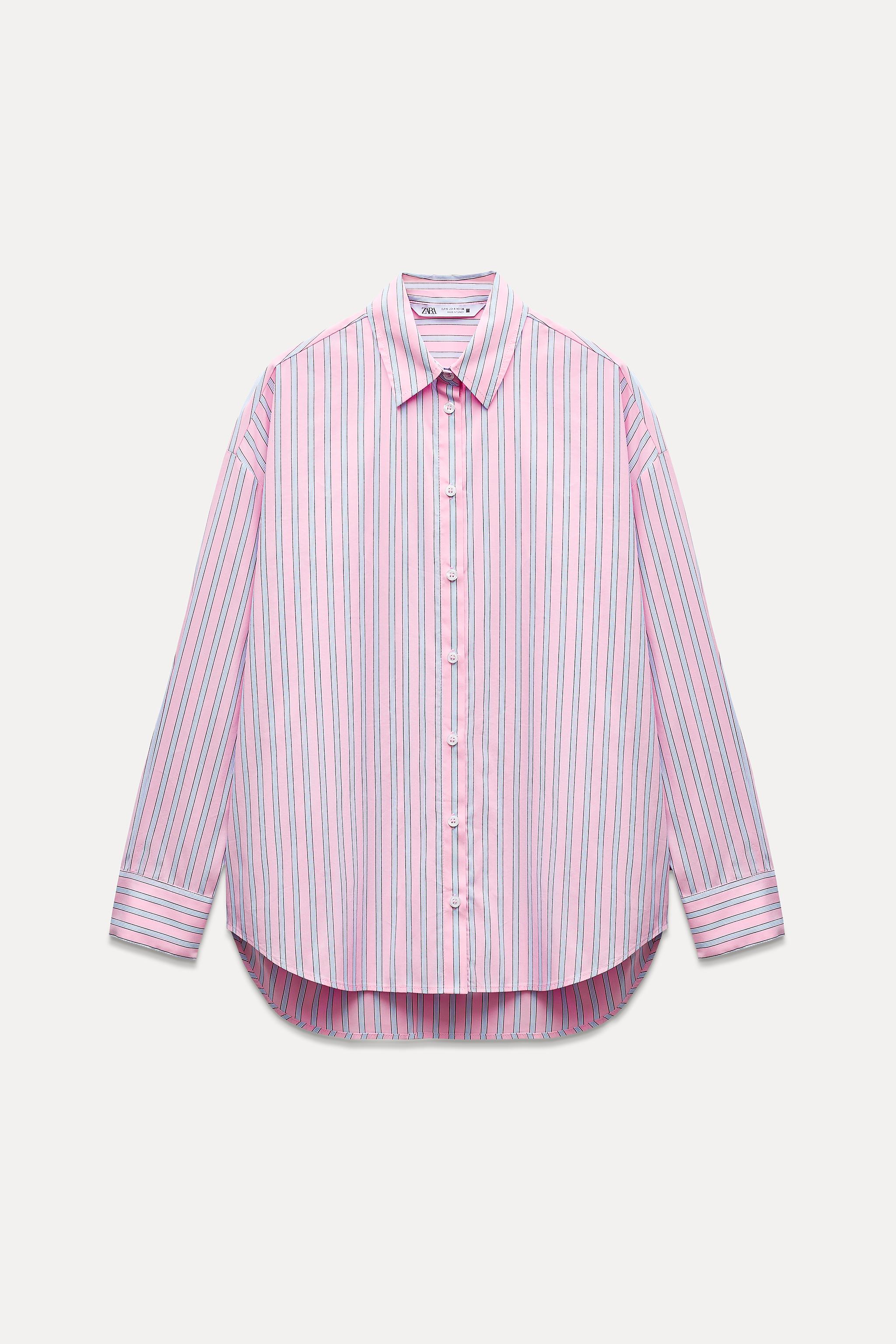 STRIPED POPLIN SHIRT - Pink | ZARA United States