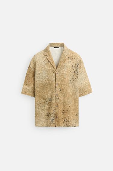 CHEMISE EN MAILLE À IMPRIMÉ ABSTRAIT - Beige de Zara