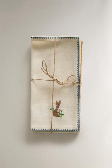 PACK SERVIETTES BRODERIE PÂQUES (LOT DE 4) - Écru de Zara - Image 4