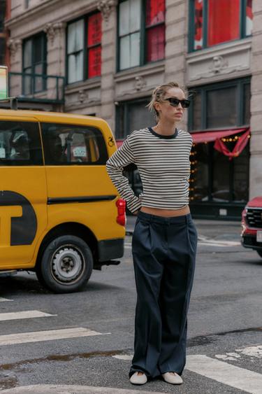 Zara 長袖條紋 T 恤 - 條紋