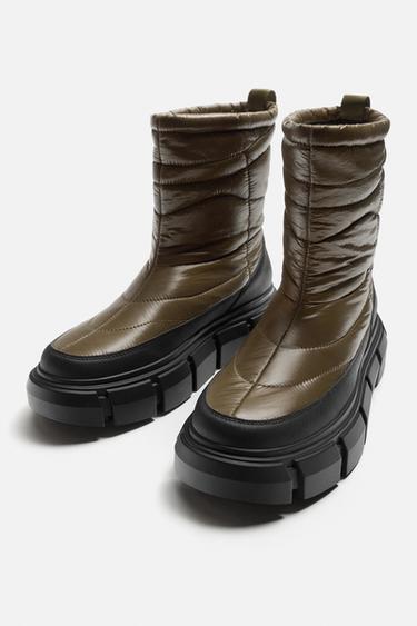 BOTTES MATELASSÉES - Kaki clair de Zara - Image 5