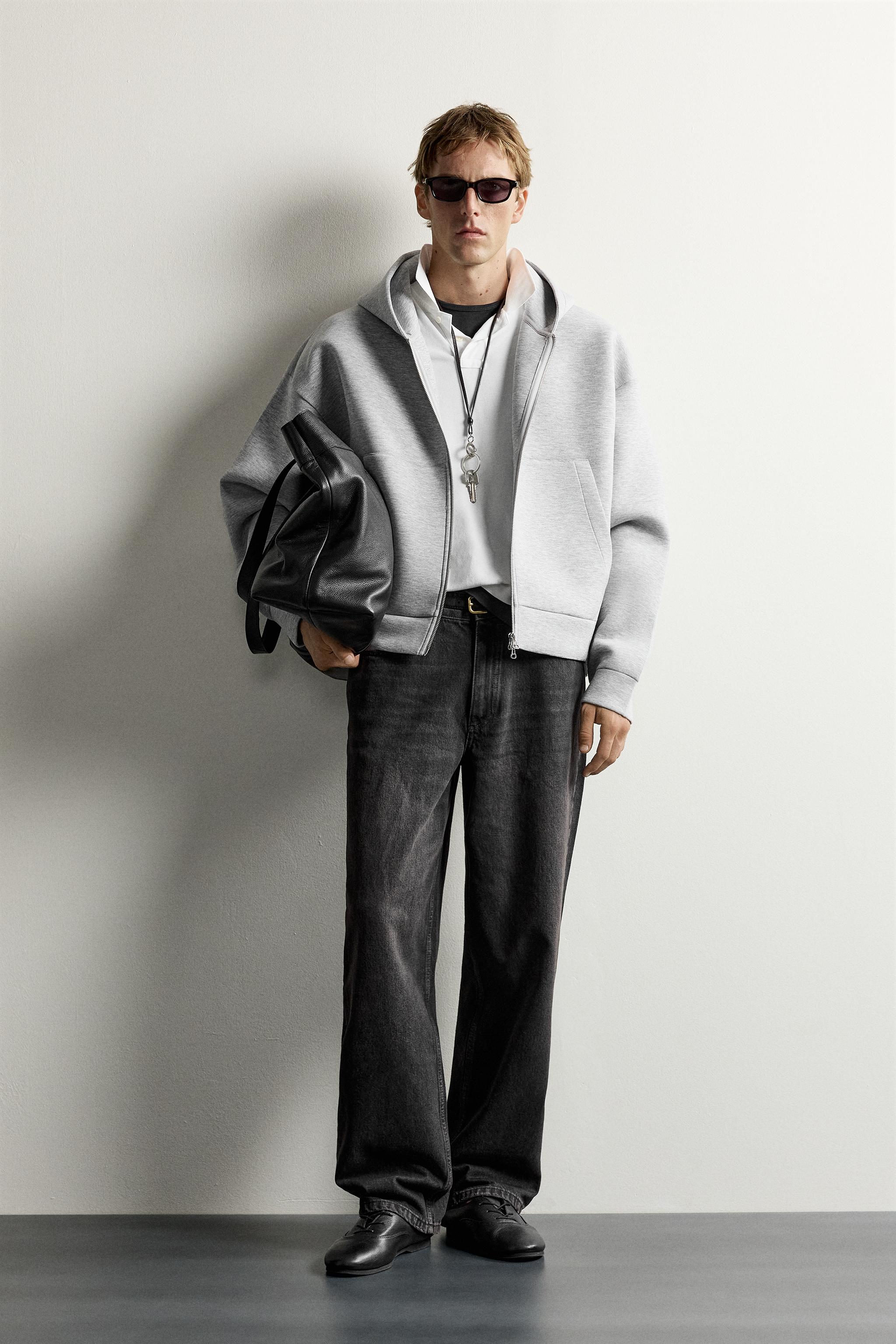 TECHNICAL ZIP-UP HOODIE — Gray marl