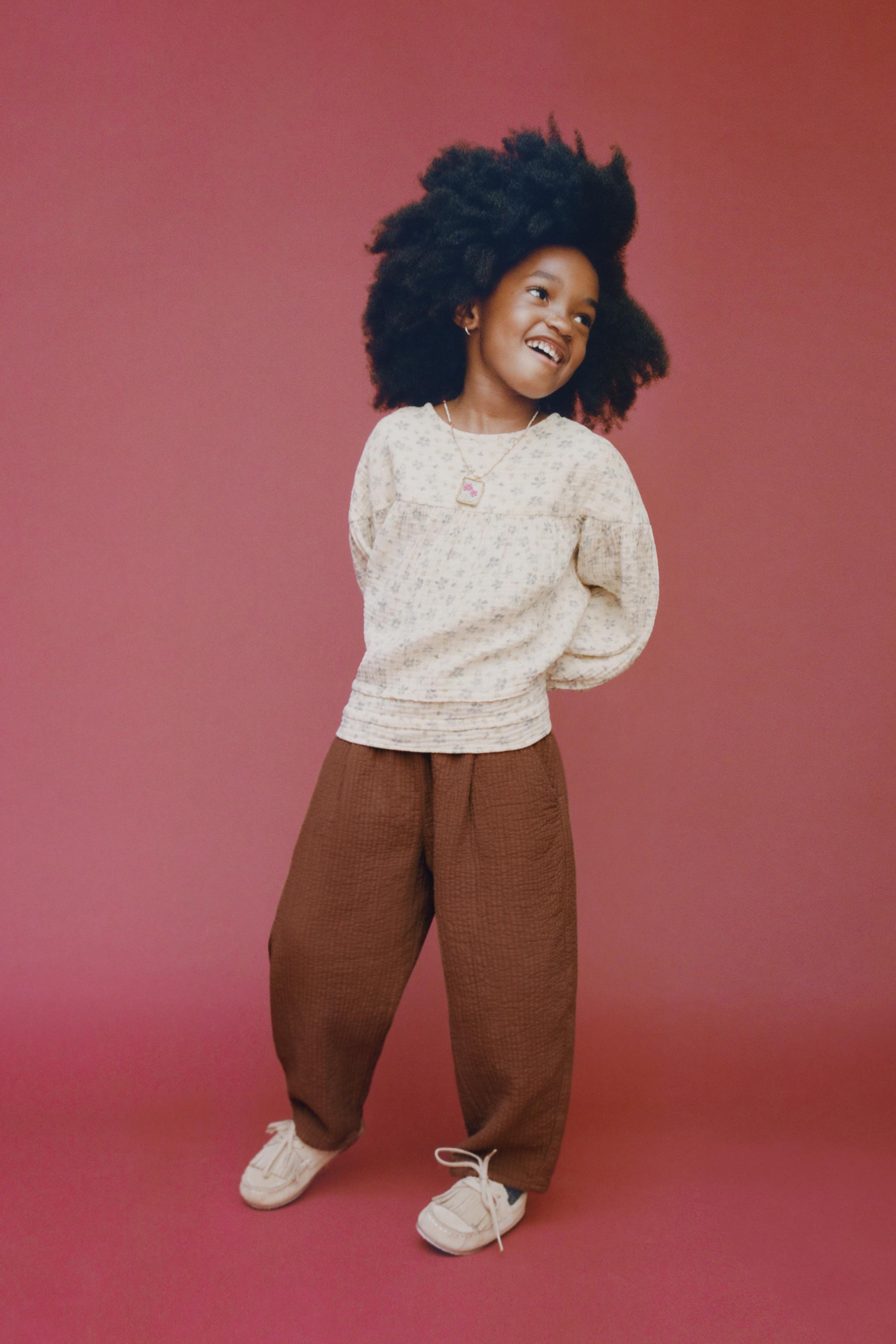 COTTON GAUZE FLORAL PRINT BLOUSE