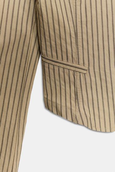 STRIPED DOUBLE-BREASTED BLAZER - Dark tan by Zara - Image 4