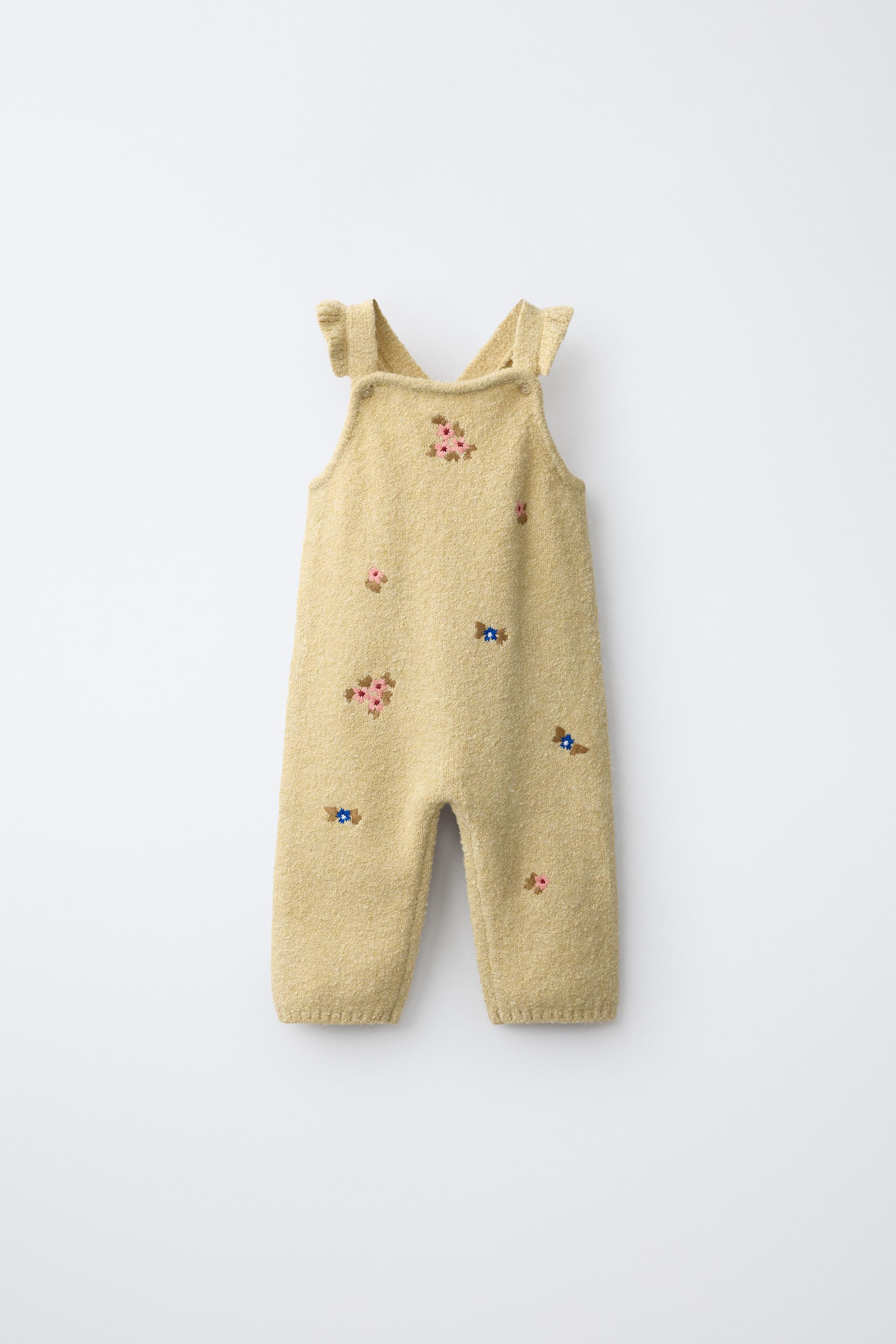 LONG KNIT PINAFORE WITH EMBROIDERED FLOWERS