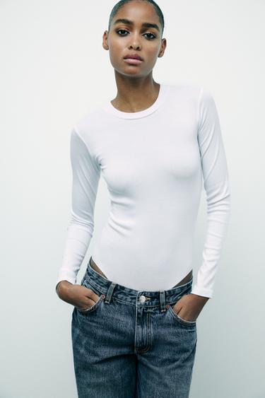 Zara COTTON MODAL BODYSUIT - White