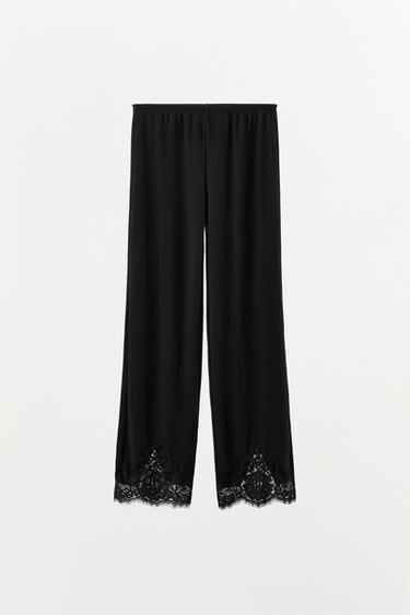 PANTALON POINTELLE AVEC DENTELLE - Noir de Zara - Image 1