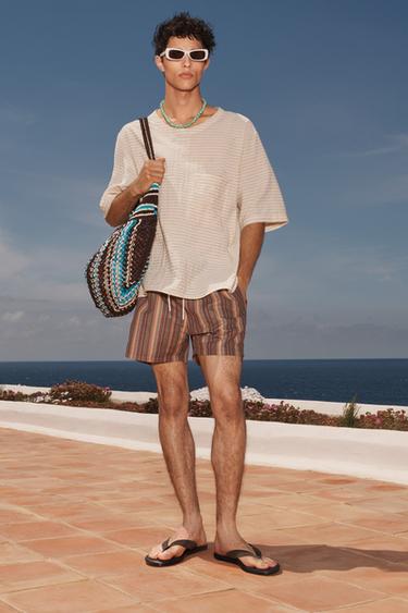 LIMITED EDITION STRIPED FLOWING T-SHIRT - Ecru by Zara