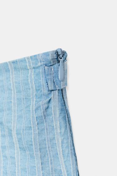 SHORT MINI À RAYURES - Bleu clair de Zara - Image 9