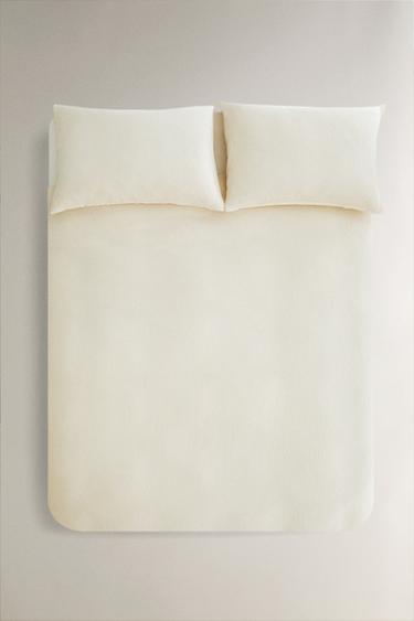 MINI WAFFLE-KNIT COTTON DUVET COVER - Oyster-white by Zara