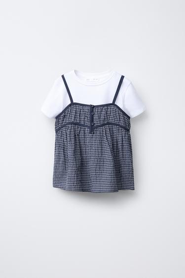 CHECKED BLOUSE AND T-SHIRT COMBO - Navy blue by Zara - Image 0