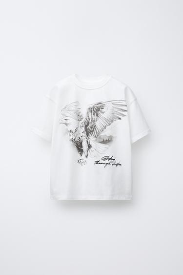 EAGLE PRINT T-SHIRT - Oyster-white by Zara - Image 0