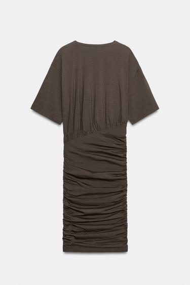 ROBE COURTE DRAPÉE - Kaki foncé de Zara - Image 7