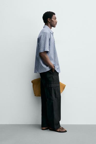 CHEMISE REGULAR FIT À CARREAUX TEXTURÉE - Bleu de Zara - Image 3