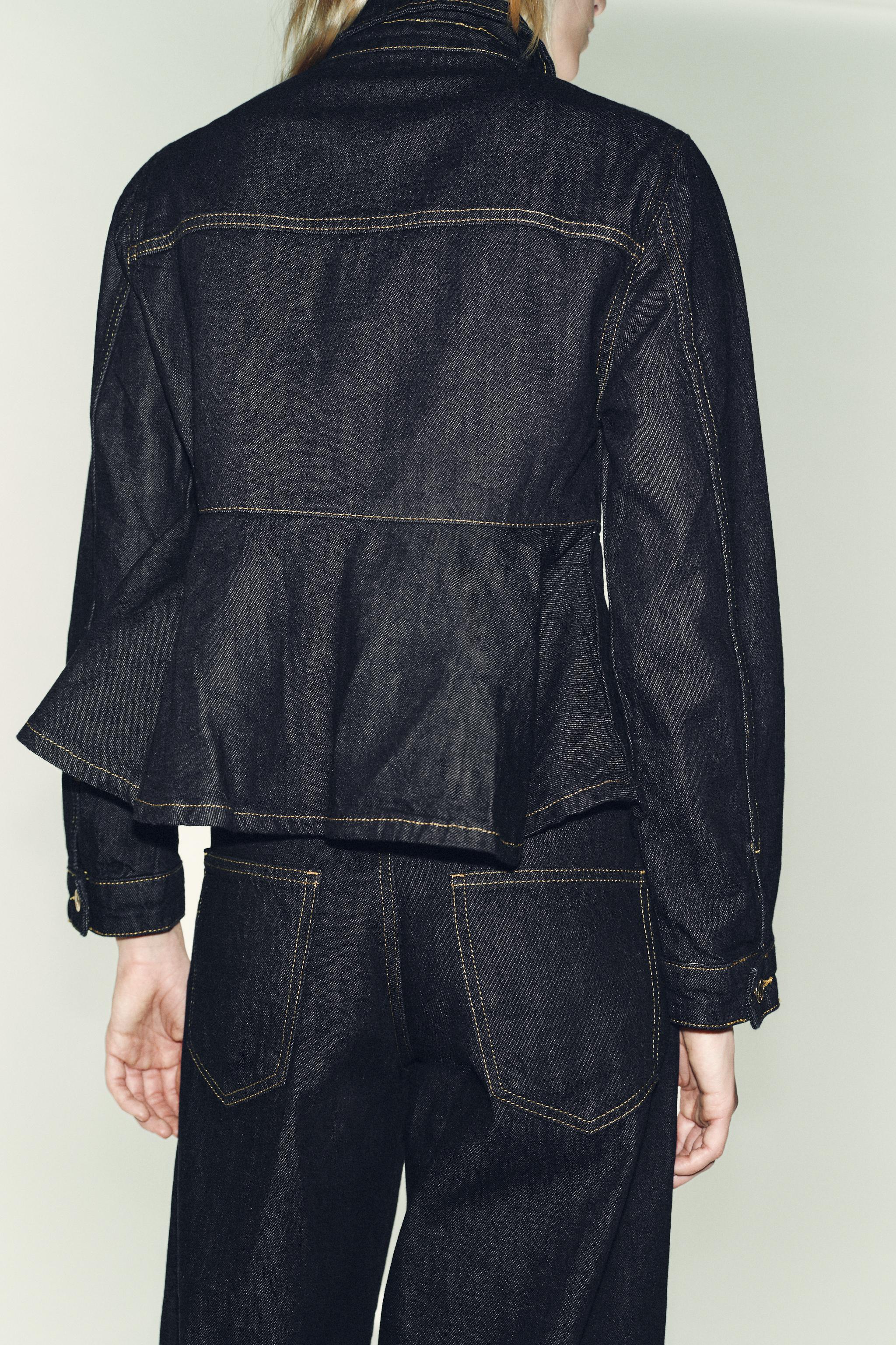 タグ付き新品☆ZARAのZ1975デニムペプラムジャケット☆Mサイズ☆ブルー色